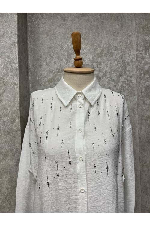 25Y34816 TUNİK OVERSIZE DAMLA TAŞLI