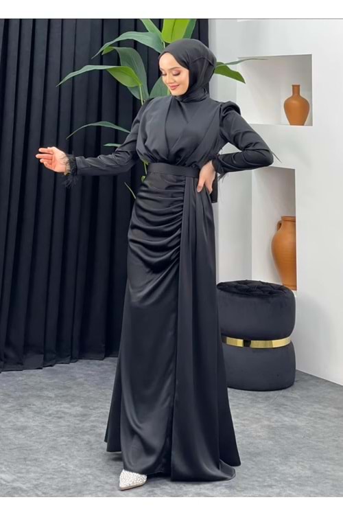 25Y4681 ABİYE SATEN BALIK MODEL KOLLARI TÜY DETAY