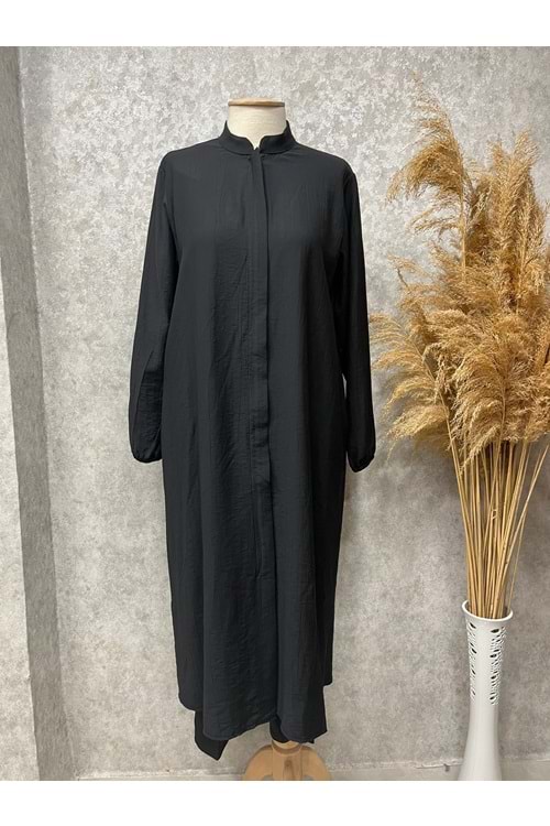 25Y17289 TUNİK GİZLİ FERMUARLI ÇİLEK KUMAŞ KOLU LASTİKLİ