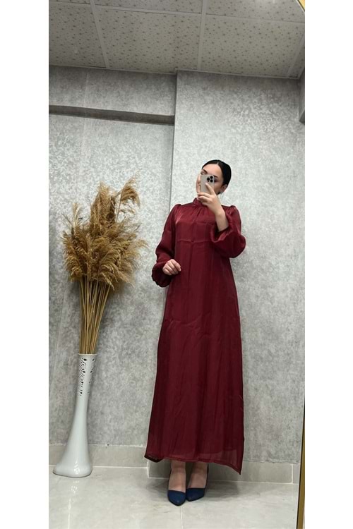 25Y9596 ELBİSE ABİYE JANJAN KUMAŞ BALON KOL BEL KUŞAKLI