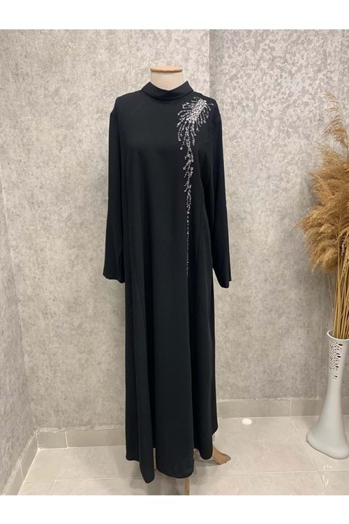 25Y4761 ABİYE HAKİM YAKA TEK TARAFI BONCUK DETAYLI