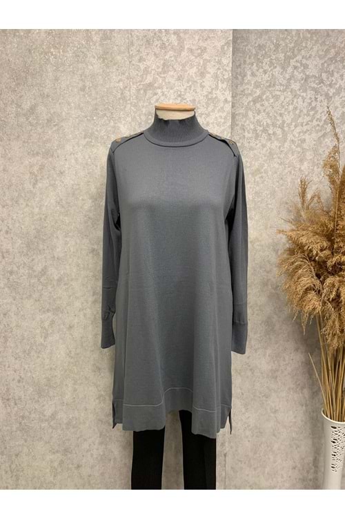 26K3080 TUNİK MERSERİZE OMUZ VE KOL UÇLARI DÜĞMELİ