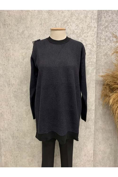 26K3134 TUNİK KAZAK DÜZ BASİC SIFIR YAKA