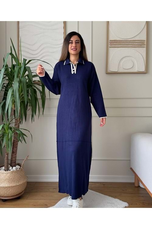 26K2922 ELBİSE TRİKO YAKALI VE DÜĞMELİ