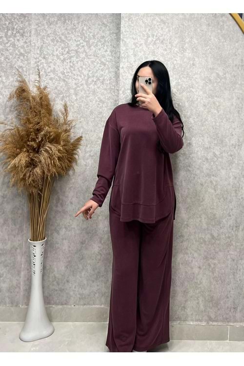 26K14390 TAKIM TUNİK PANTOLON SALAŞ KESİM PANTOLON BELİ LASTİKLİ