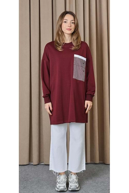 26K10719 TUNİK SWEAT ÖNÜ SÜS CEP DETAYLI