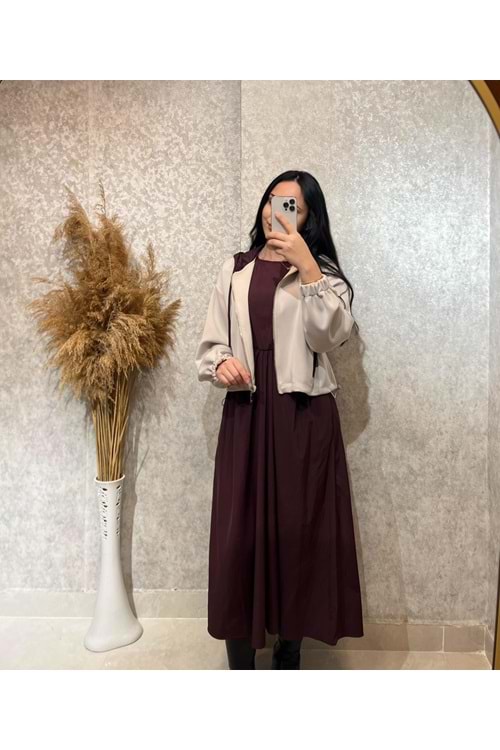 26K32146 ELBİSE İKİ PARÇA JİLE KAPÜŞONLU SWEAT