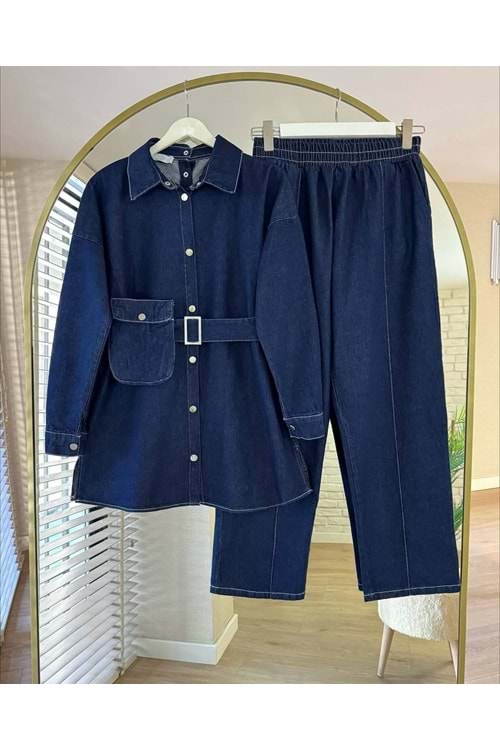 26K2790 TAKIM TUNİK PANTOLON KOT CEPLİ