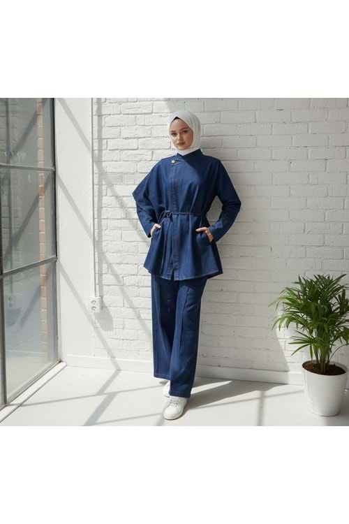 26K2981 TAKIM TUNİK PANTOLON KOT TEK DÜĞMELİ