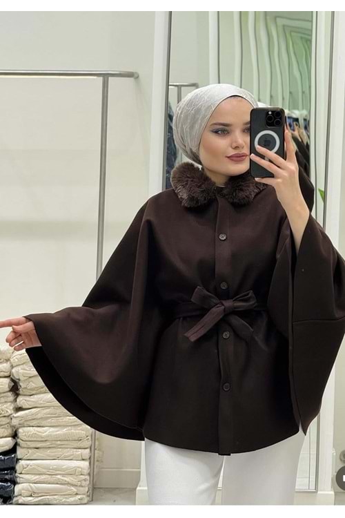 26K8163 PANÇO YAKASI KÜRKLÜ ÖNÜ DÜĞMELİ