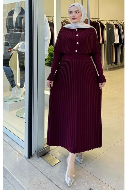 26K25710 ELBİSE TRİKO İKİ PARÇALI ÜSTÜ PELERİNLİ