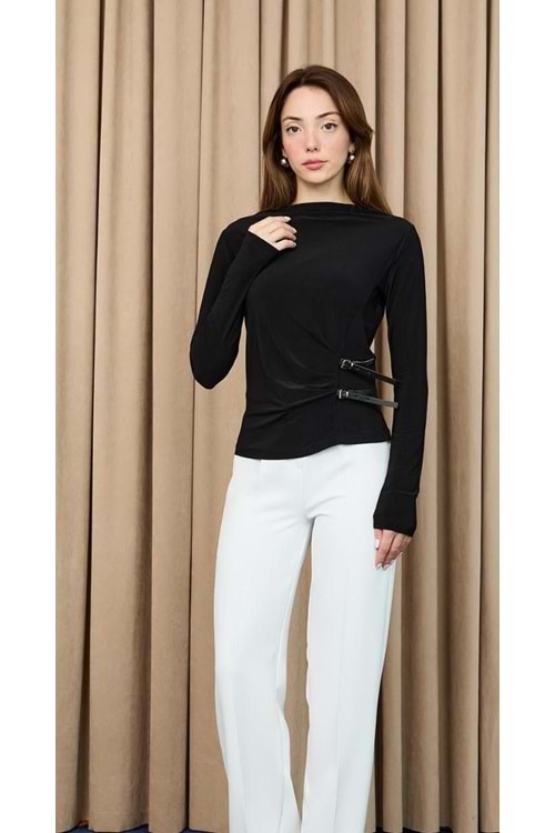 26Y20721 BLUZ KEMER DETAYLI ETEK ÜSTÜ