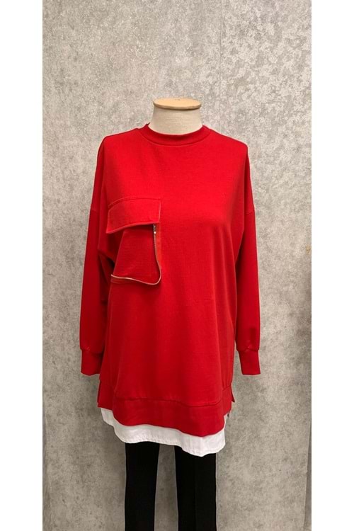 26Y10765 TUNİK CEBİ FERMUAR DETAYLI ALT TARAFI GÖMLEK DETAY