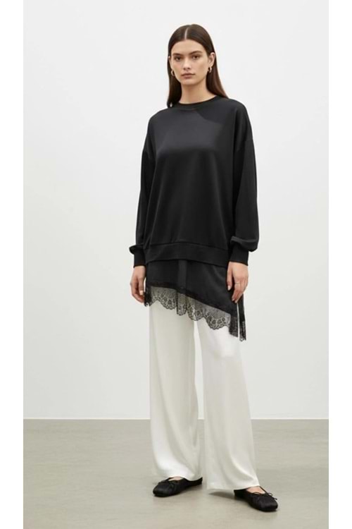 26Y10766 TUNİK SWEAT ETEK UCU GÜPÜRLÜ