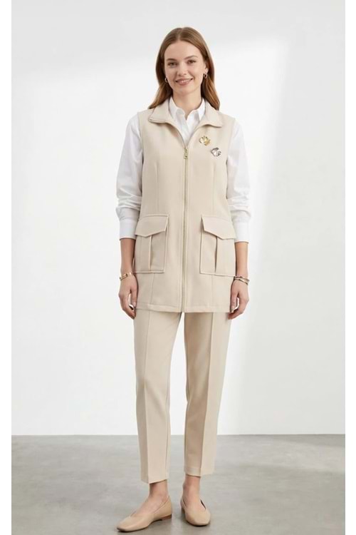 26Y14463 TAKIM YELEK PANTOLON CEPLİ GOL GÜMÜŞ DEYALI BROŞ