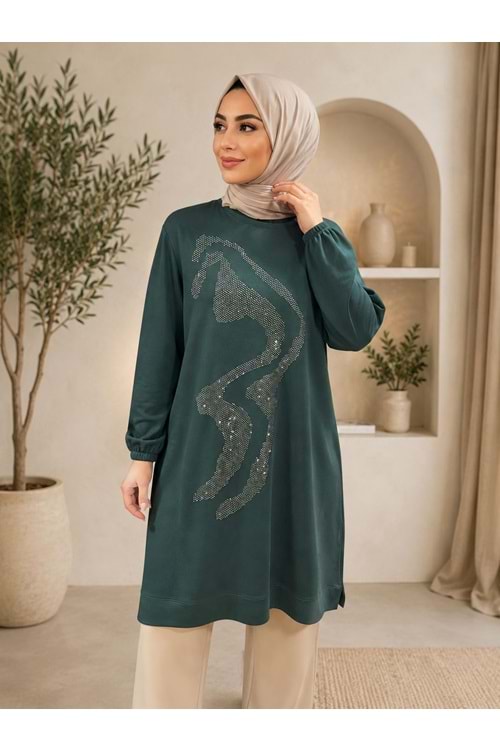 26Y3410 TUNİK ÖNÜ TAŞLI DESENLİ