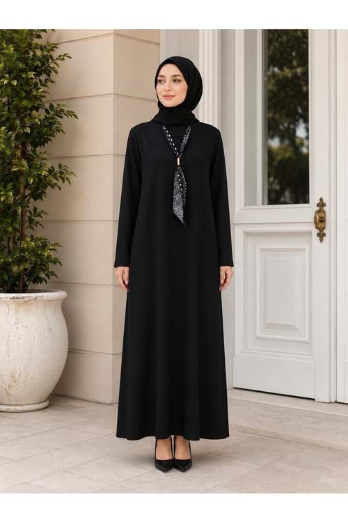 26Y3467 ELBİSE YAKASI FULARLI DÜZ