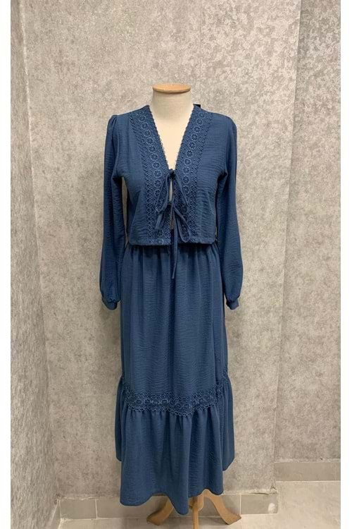 26Y40692 TAKIM CEKET ETEK ÖNÜ BAĞLAMALI ETEĞİ VE CEKET DANTEL