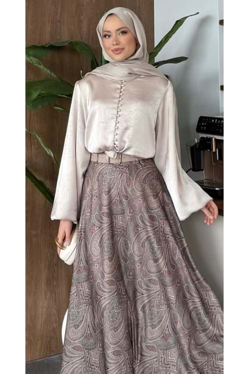 26Y1185 GÖMLEK BALON KOL BELİ BAĞLAMALI