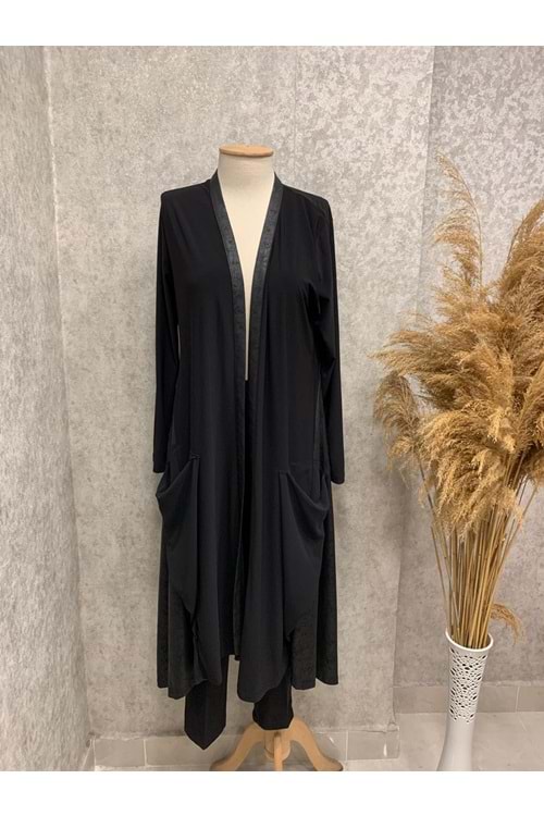 26Y798 HIRKA ABAYA ASİMETRİK KESİM ŞİFON DETAYLI