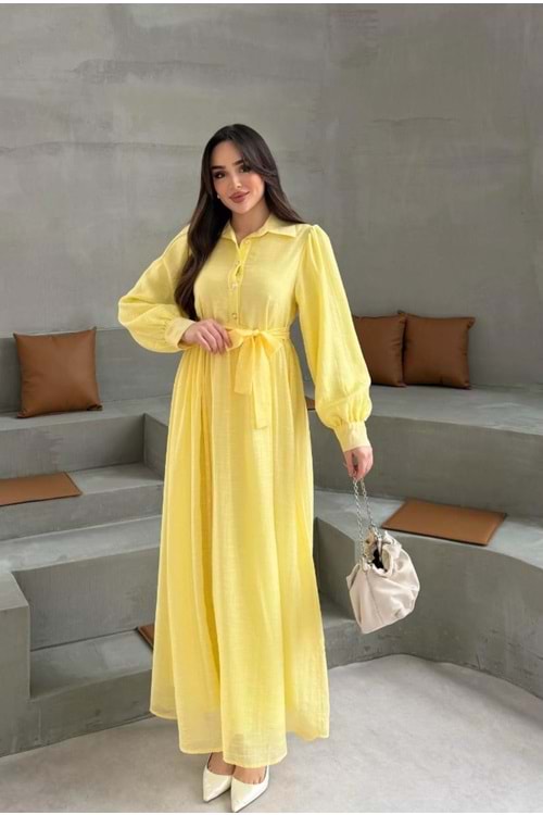 26Y4320 ELBİSE YARIM DÜĞMELİ İÇİ ASTARLI GÖMLEK YAKA