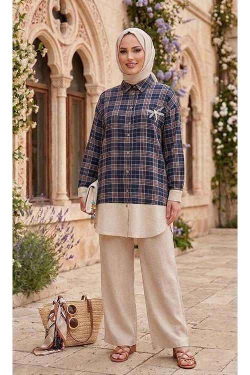 26Y32514 TUNİK GÖMLEK KOTON EKOSE DESEN