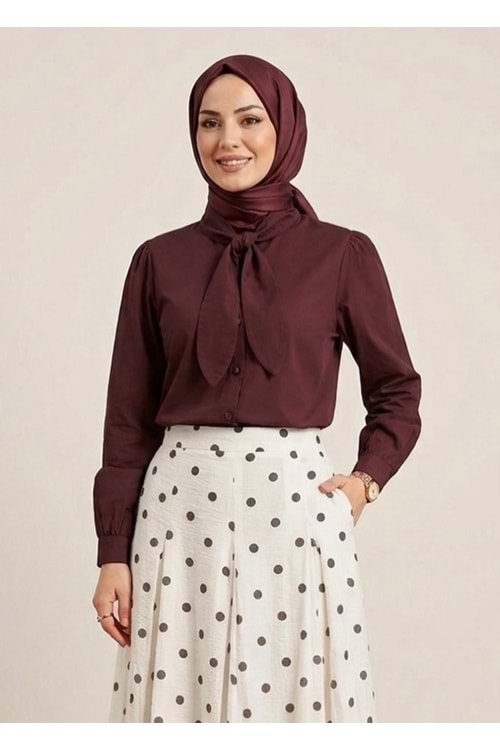 26Y1204 GÖMLEK BLUZ YAKASI FULARLI POPLİN