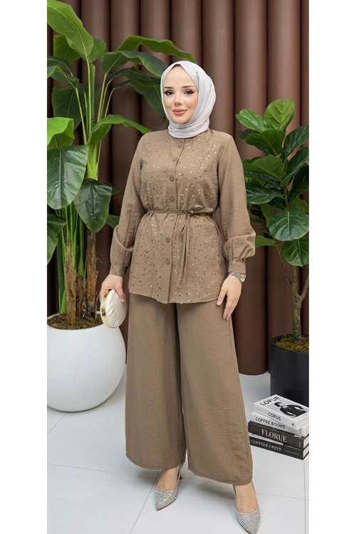 26Y2294 TAKIM TUNİK PANTOLON ÖNÜ PUL İŞLEMELİ