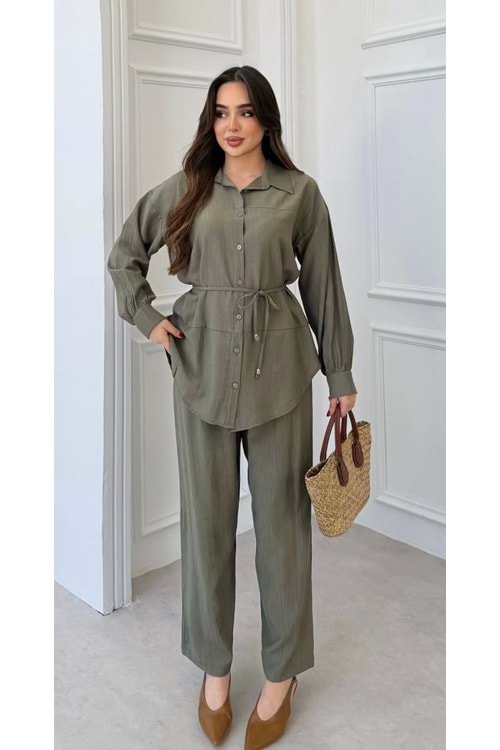 26Y4377 TUNİK PANTOLON TAKIM BASİC MODEL ÇİLEK KUMAŞ