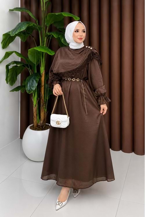 26Y3495 ELBİSE PELERİNLİ VUAL KUMAŞ