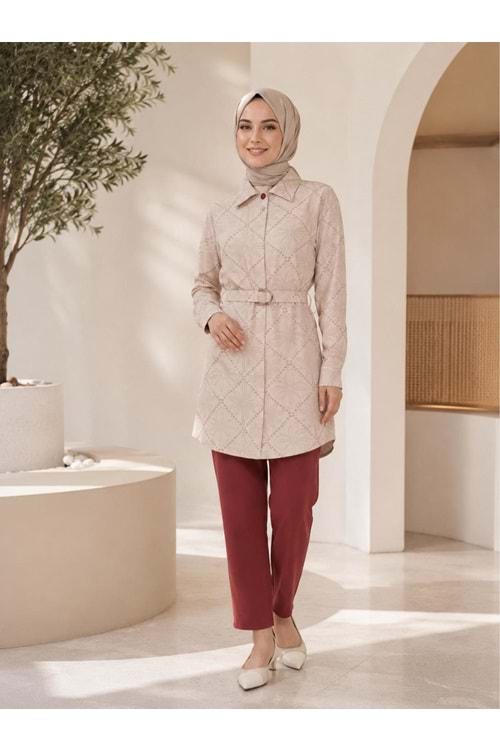 26Y1956 GÖMLEK PANTOLON ÇİÇEK DESENLİ GİZLİ DÜĞMELİ