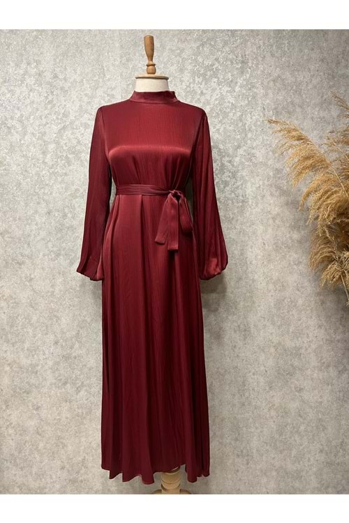 25Y9589 ELBİSE BALON KOL BEL KUŞAKLI