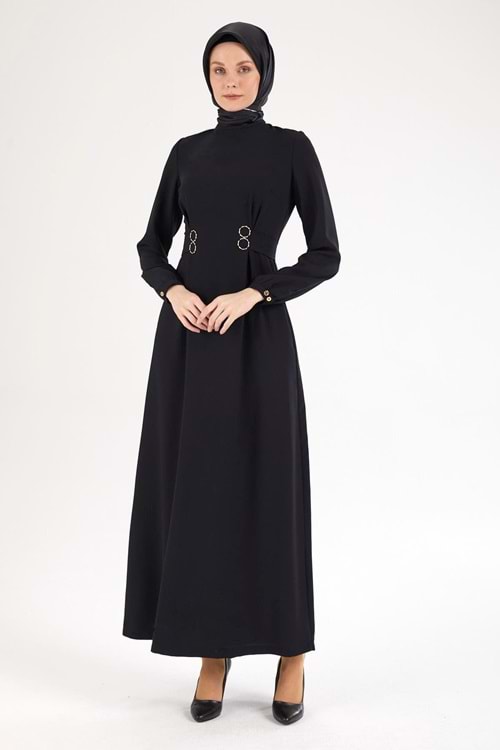 25Y926 ARMİNE TREND ELBİSE BEL HALKA DETAYLI KOL DÜĞMELİ