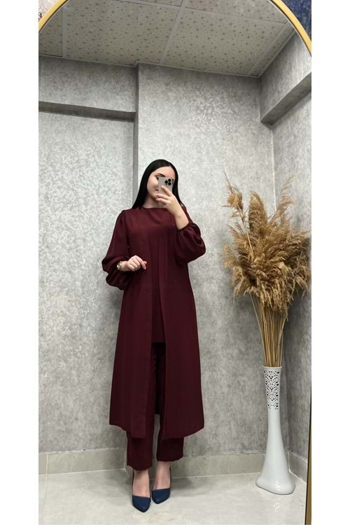 25Y8452 TAKIM ÜÇLÜ PANTOLON İÇLİK KAP BELİ KUŞAKLI KOLU LASTİKLİ