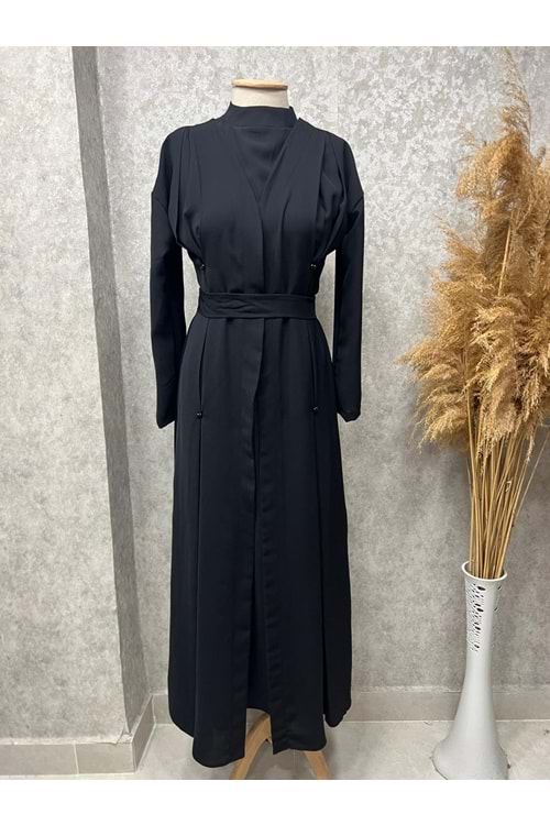 25Y8446 ABAYA İÇLİK TAKIM KOL BONCUK DETAY YAN YIRTMAÇ DETAY