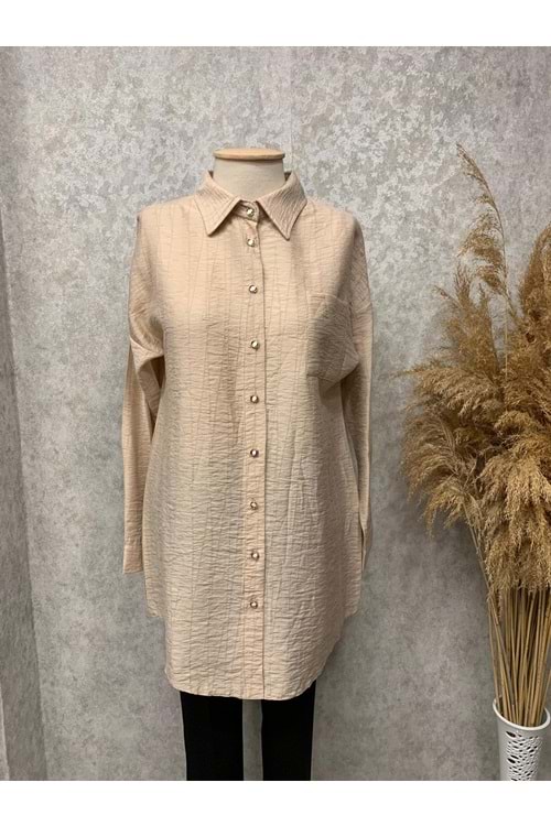 25Y1215 GÖMLEK KENDİNDEN DESENLİ TEK CEPLİ