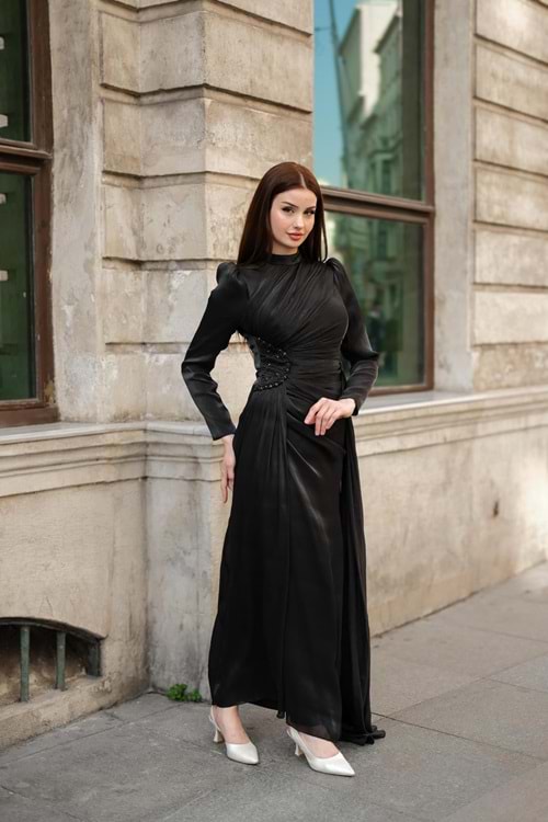 25Y5148 ABİYE JANJAN KUMAŞ DROPELİ BEL TAŞ İŞLEMELİ