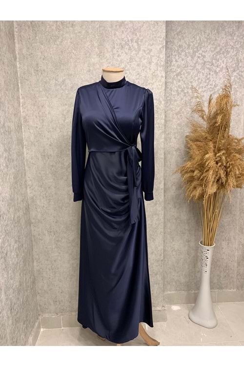 25Y4512 ELBİSE ABİYE ZARA SATEN YANDAN BAĞLAMALI