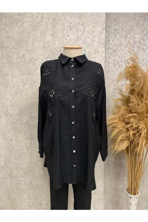 25Y170197 TUNİK GÖMLEK ÇİLEK KUMAŞM ÖNÜ İŞLEMELİ