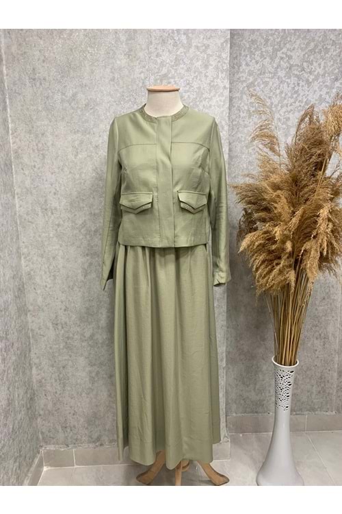 25Y1542 MAXİM TAKIM CEKET ETEK YAKA VE CEP TAŞ DETAYLI