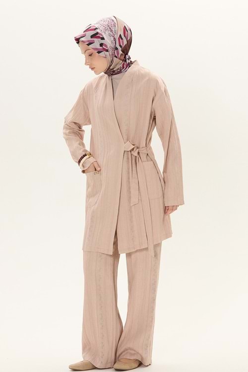 25Y22427167 TAKIM KİMONO PANTOLON YANDAN BAĞLAMALI CEPLİ