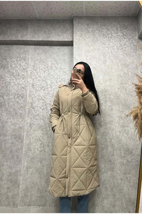 26K17485 ABACI KABAN KAPİTONE BELİ BÜZGÜLÜ KAPÜŞONLU