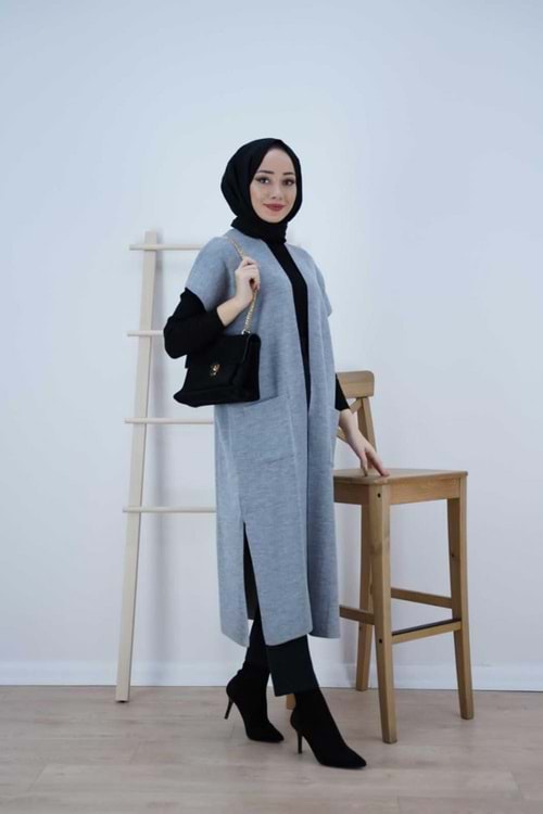 26K2192 YELEK TRİKO UZUN CEPLİ