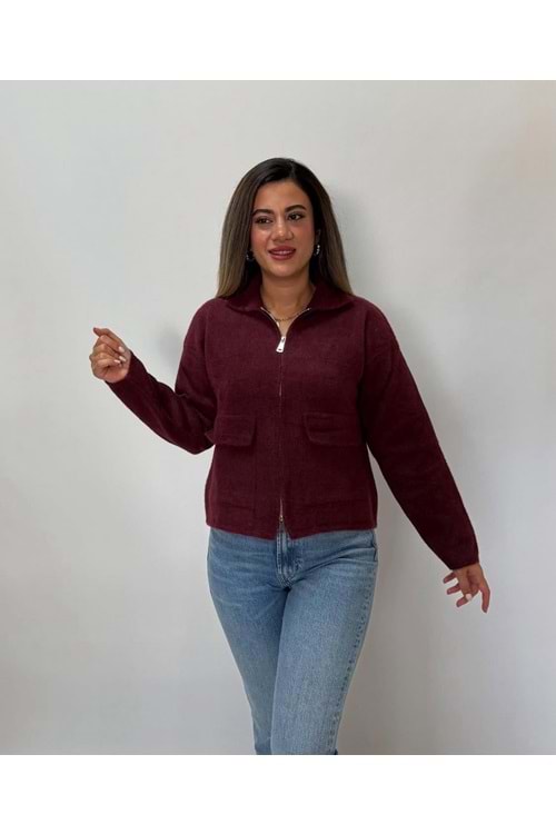 26K3136 CEKET KISA ÖNÜ FERMUARLI CEPLİ YUMOŞ İP