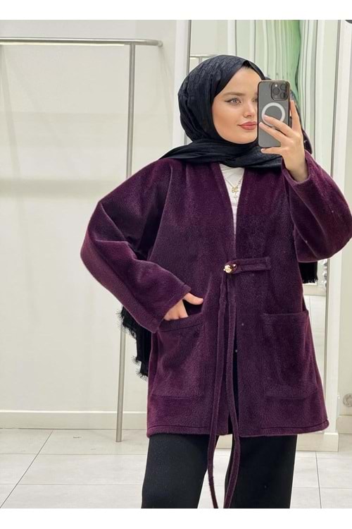 26K8162 KABAN CEKET FOX KÜRKLÜ ÖNÜ TEK DÜĞMELİ