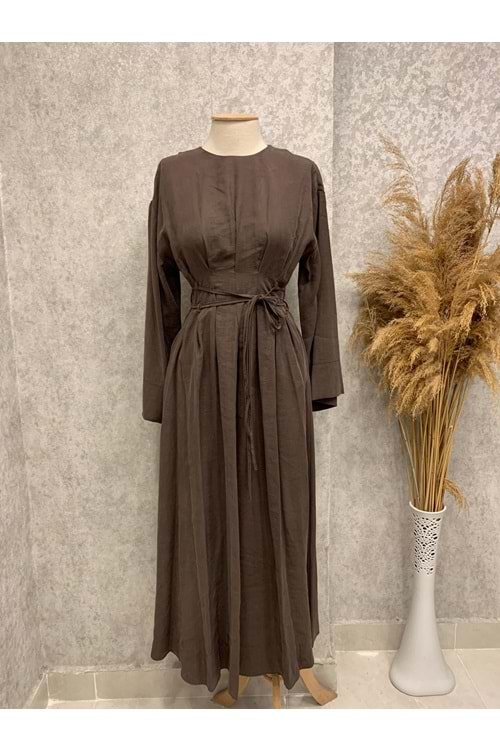 26K3452 ELBİSE BELİ ÇİFT BAĞCIKLI CEPLİ