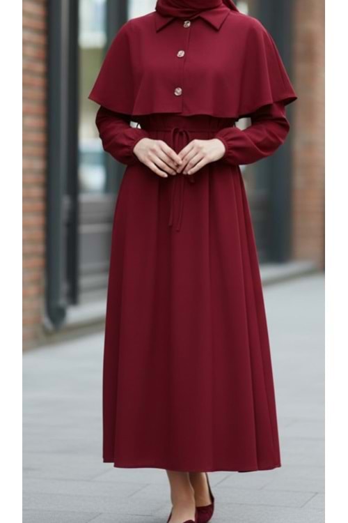 26Y61632 ELBİSE UZUN KOLLU PELERİNLİ