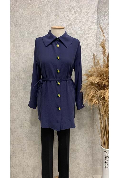 26Y5335 TUNİK GÖMLEK LİMON DÜĞMELİ