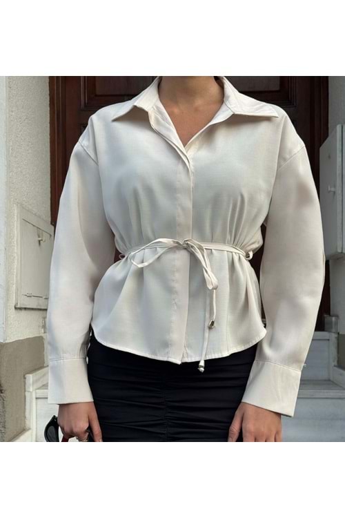 26Y1159 GÖMLEK MODAL KUMAŞ KISA BELİ BAĞCIKLI