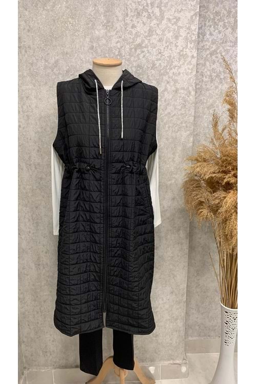 26Y4618 YELEK KAPİTONE ÖNÜ FERMUARLI CEPLİ BELİ LASTİKLİ